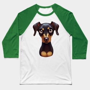 Doberman Pinscher Portrait Art Baseball T-Shirt